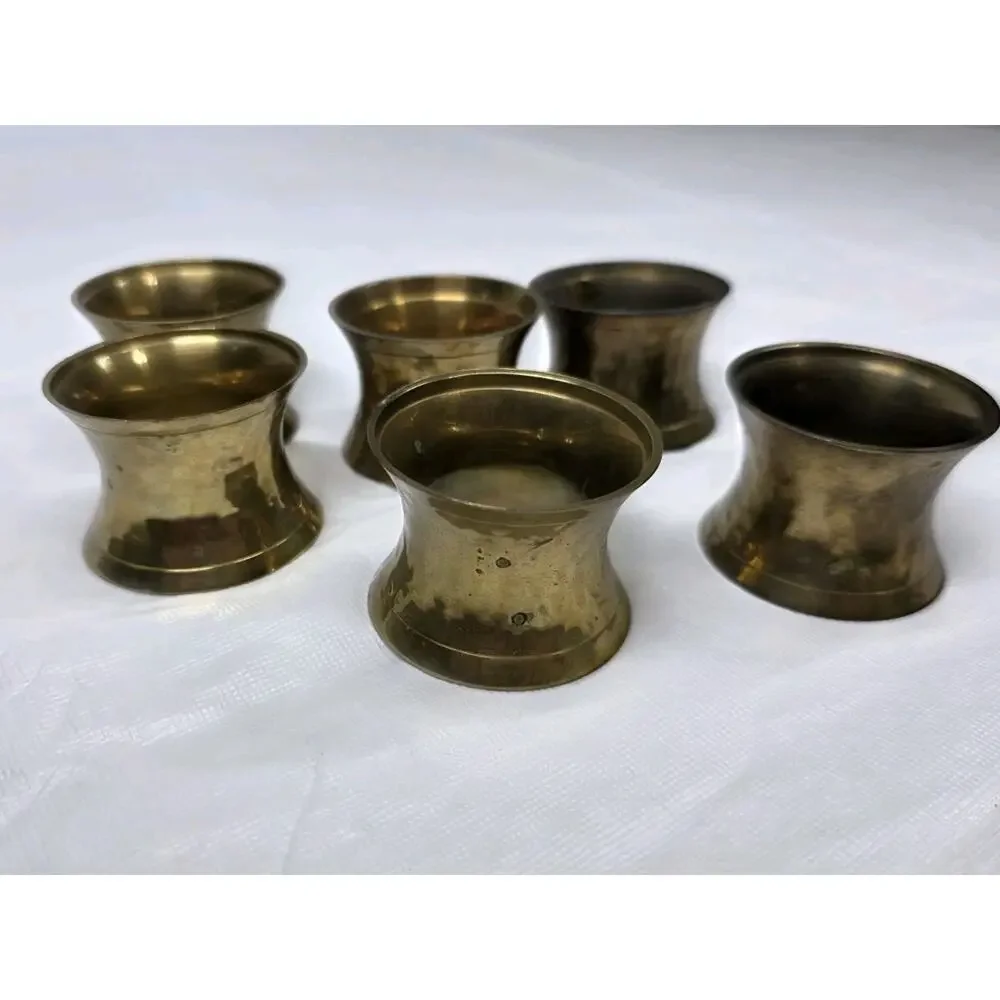 Vintage Hammered Brass Napkin Ring Holders 1.5